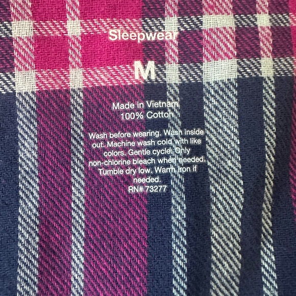New Women's Sonoma Flannel PJ Set in Pink & Navy Plaid 100%Cotton - Picture 3 of 5